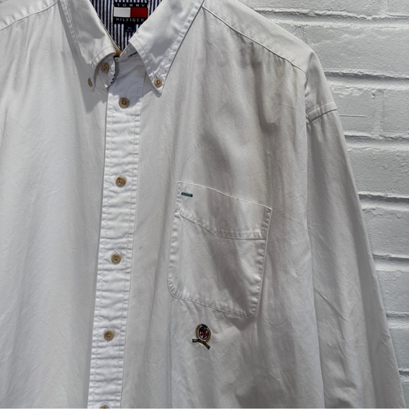 Tommy Hilfiger Custom-Fit Th Flex Solid Oxford Shirt Men's XL Bright White L/S - Picture 5 of 8